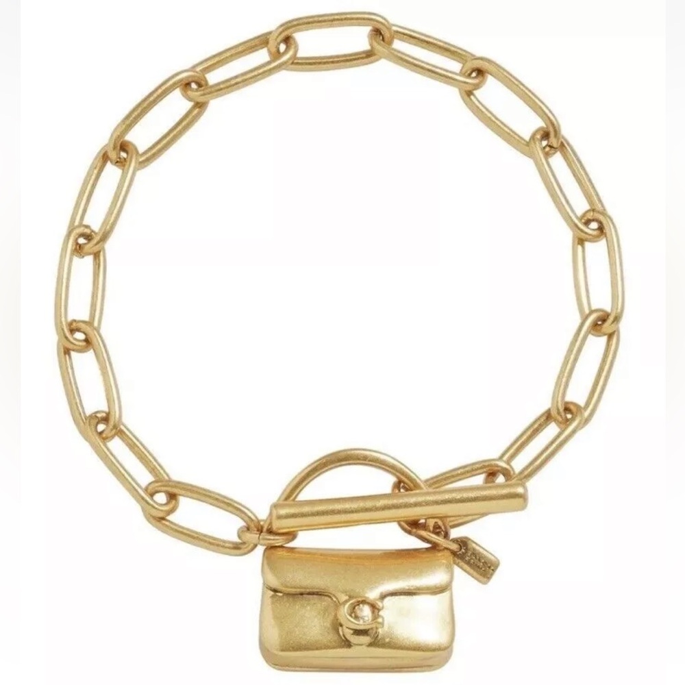 Coach Signature Tabby Mini Handbag Purse Bracelet - Gold tone Brass Toggle